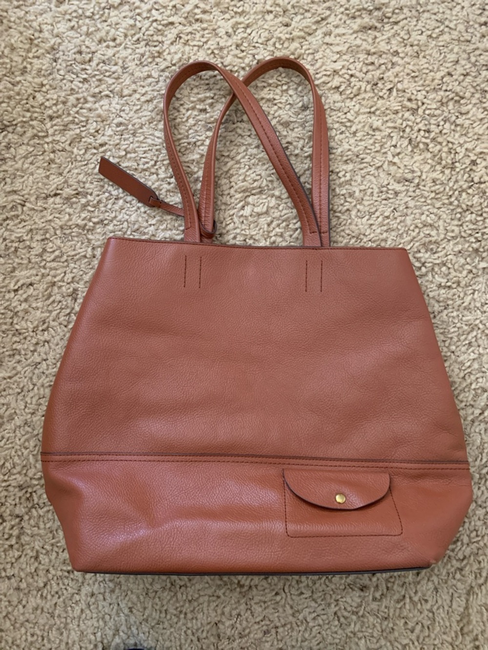J.crew Classic Pebbled leather cognac brown purse tote bag